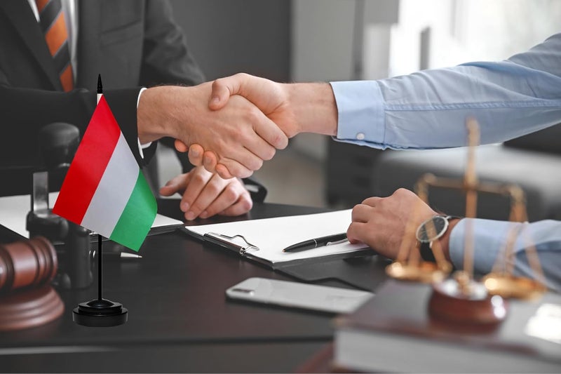 tibijoy Hungary Hungarian Small Mini Desk Flag Set Miniature Hungary Hungarian Table Office Flag with 13" Black Pole, Black Base, Miniature Hungary Deluxe Desktop Flag(2 Pack) - Image 5